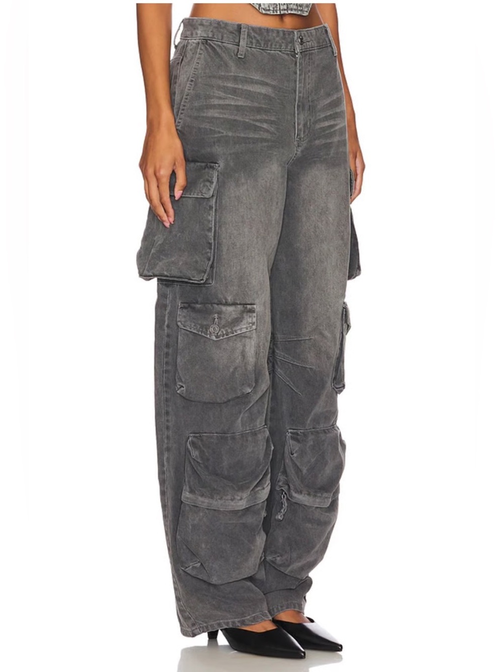 AFRM Parker Cargo Jeans in Smoked Grey - Size 28